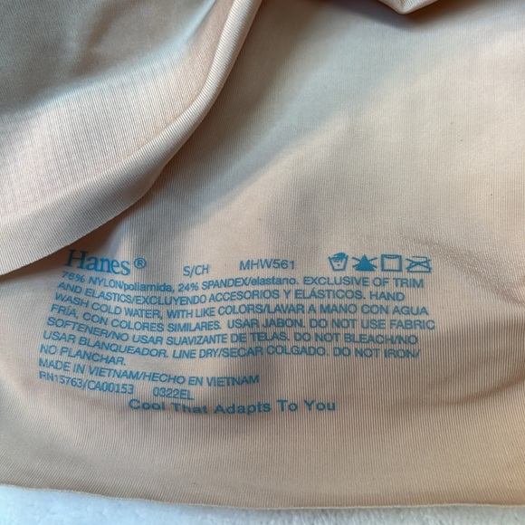 Hanes Beige All in One Bra. NWT. Size Small. 4-way stretch. Removable pads. - Picture 5 of 5